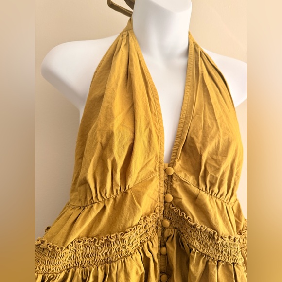 Free People Sail Away Low Back Halter Neck Tunic Dress in Light Olive Green XL - Picture 5 of 13